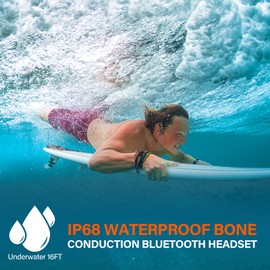 Bone Conduction Headphones Swimming Headphone - IP68 Waterproof Open Ear Headphones with MP3 Play 32G Memory Inductive Wireless Bluetooth Sports Headset for Running Swimming (Orange)