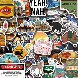 Australia Stickers for Water Bottle,50 PCS Australia City Stickers Pack for Laptop Phone Skateboard Bicycle Suitcase Luggage Car Guitar,Waterproof Aesthetic Vinyl Stickers for Teens Party Favors
