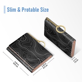Rouidr Womens Wallet, Small Slim RFID Card Wallets for Women, Trifold Leather Card Wallet Organizer, Cute Front Pocket Wallets with 7 Card Slots & ID Window, Black Lake
