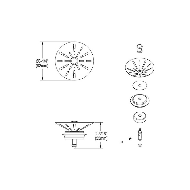 Elkay LKDS35 Conical Basket Disposal Stopper with Rubber Gaskets -