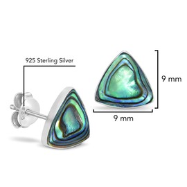 AeraVida Minimal Geometric Rainbow Abalone Shell 9mm Triangle .925 Sterling Silver Stud Earrings | Sterling Silver Stud Earring for women