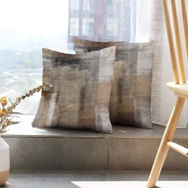 ONELZ Abstract Art Throw Pillow Covers, Brown and Beige Abstract Art Painting Double-Sided Cushion Cover 16 x 16 Decorative Home Gift Bed Pillowcase, Abstract Art 12