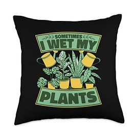Raised Bed Gardening Tool Set Gifts For Beginners Sometimes I Wet My Plants Ideas Gardening Throw Pillow, 18x18, Multicolor