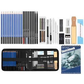 MEIJMJIA YMTECH Sketch Pencil Set, 48 Pieces, Sketching and Drawing, Professional Art Set with Graphite Pencil, Charcoal Pencils, Paper Pencils, Sharpener Eraser in Pencil Case Bag for Children Adults