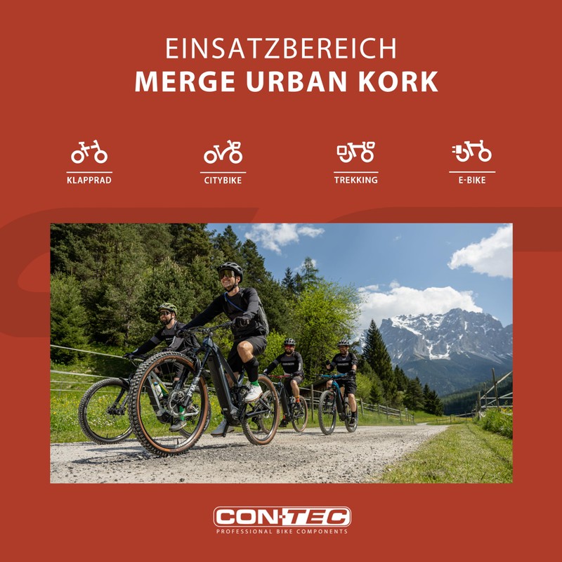 CONTEC Merge Urban Cork Bicycle Grip, 140 mm, D2 Two-Component,
