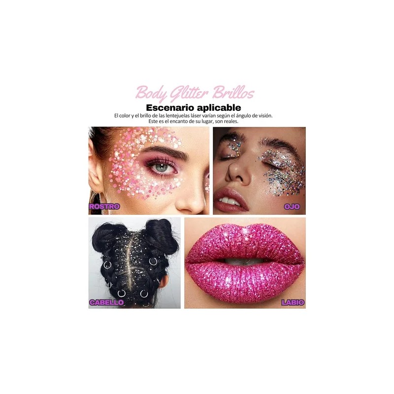 Body Glitter Cabello Cuerpo Brillos Maquillaje Colores Full