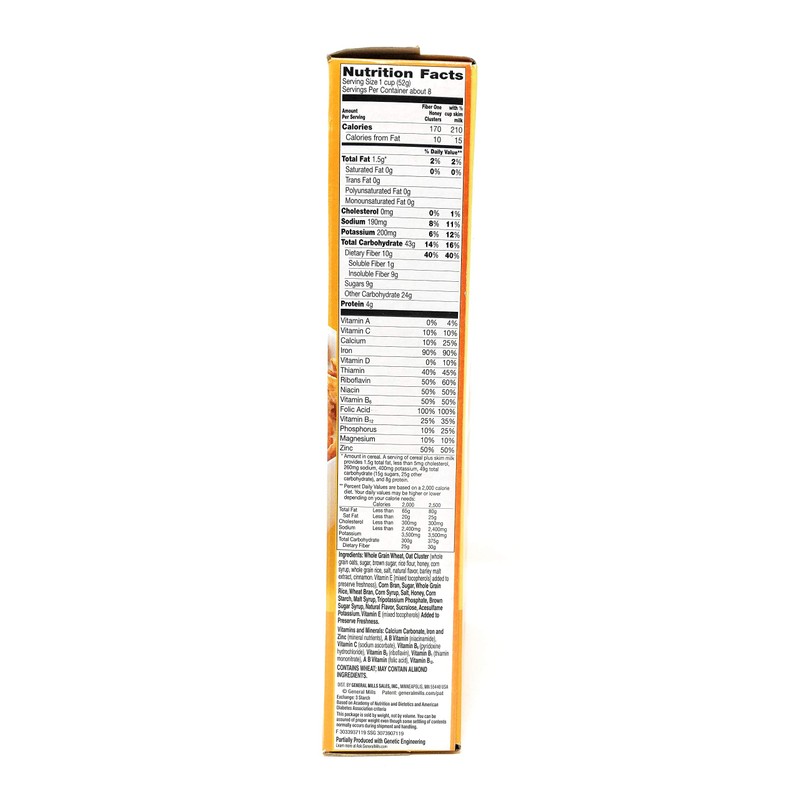 Fiber One Honey Clusters Lightly Sweetened Flakes 14.25 Oz. Pack