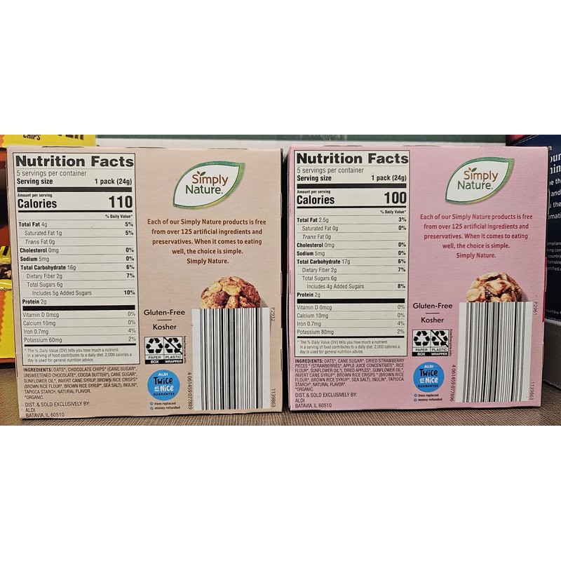 Simply Nature Gluten-Free Kosher NON-GMO Organic Chocolate Chip & Strawberry