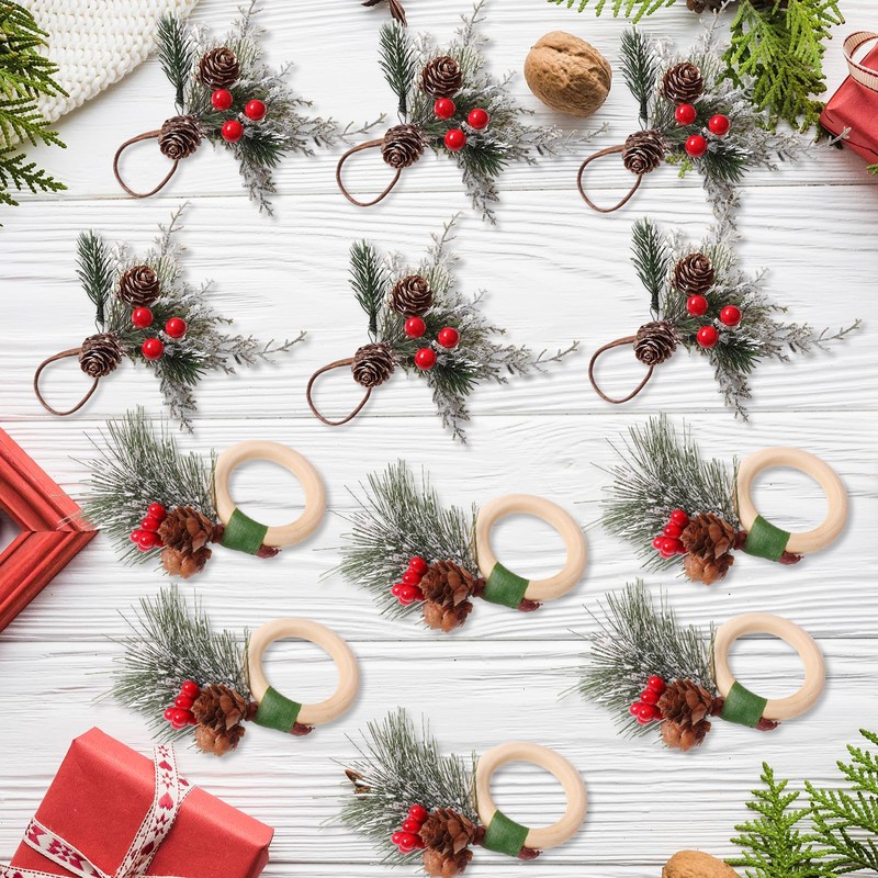 Phlognfy Christmas Napkin Rings, Christmas Napkin Rings, Cedar with Cedars,