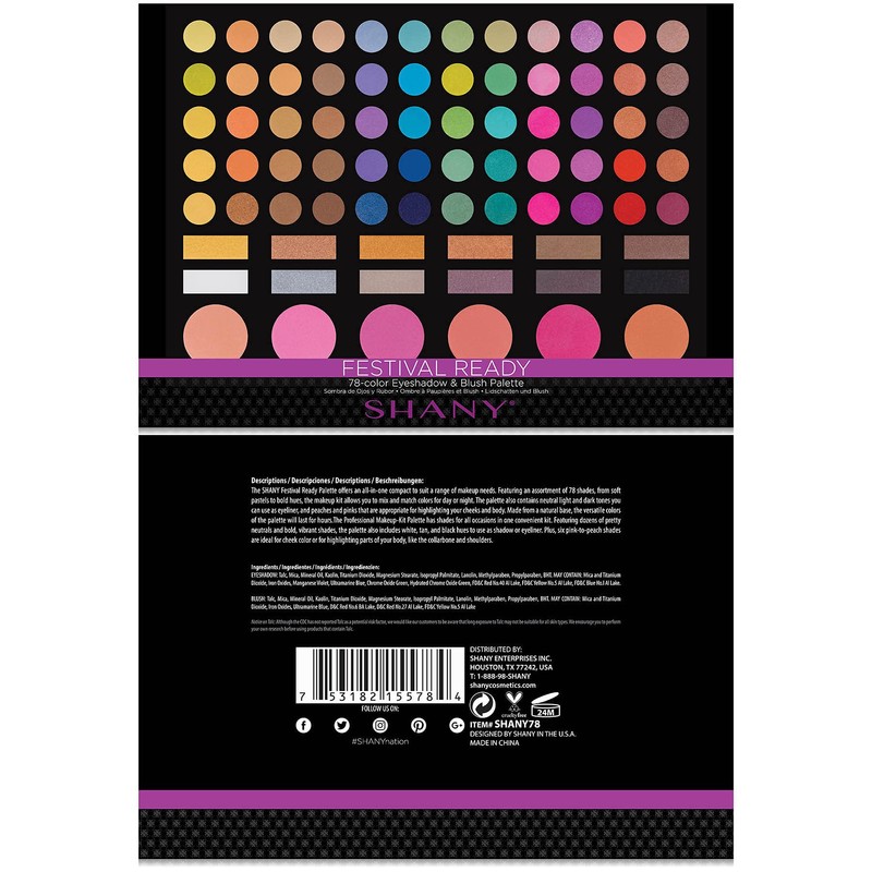 SHANY Festival Ready Palette - Highly Pigmented Blendable Eye shadows,