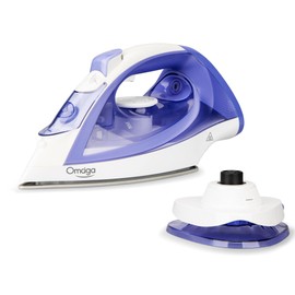 OMAIGA Cordless Iron for Clothes, 1550W 2-In-1 Cordless/Corded Steam Iron Rapid Heating, Ceramic Soleplate, 3-Way Auto-Off, Self-Cleaning, 12.85oz Water Tank Ironing Clothes for Home, Purple