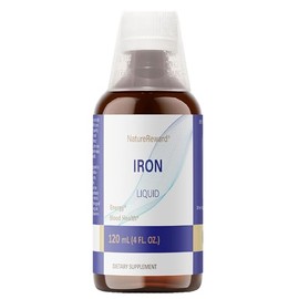 NatureReward Iron Liquid Supplement, 4 Fl. Oz., 125mg Iron per 2mL Dose, 60 Servings,Vegan, Gluten Free