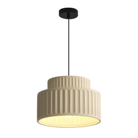 Magiroz 1-Light Nordic Modern Pendant Lighting Vintage Hanging Light Fixture Retro Colorful Single Pendant Lights Kitchen Island Light Ceiling Hanging over Island with Cream Yellow Resin Shade MPL33-W