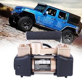 YIYIBYUS Double Cylinder Air Pump Kit, 12V DC Car Dual Cylinder Compressor Kit 150PSI Heavy Duty Metal Air Pump Car Inflatable Tire Inflator for Truck, Car, Motorcycle, Rubber Boat, Inflatable Toy