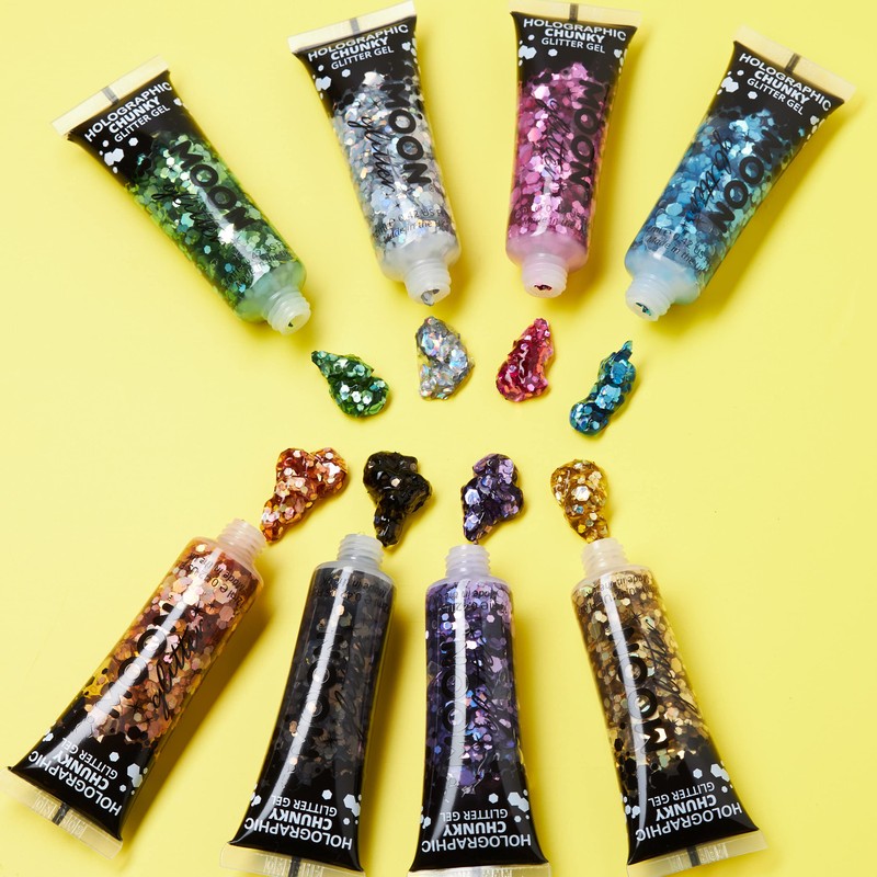 Moon Glitter Holographic Face & Body Chunky Glitter Gel, 12