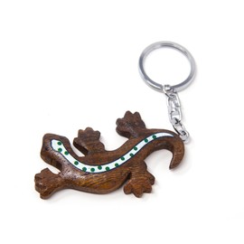 Key animals Animals Lizards Gecko Lizard Wood and Metal Keyring