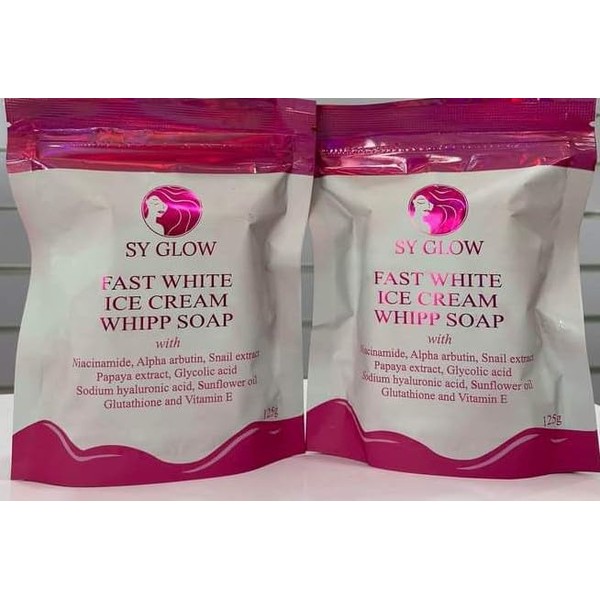 2 Bars SY Glow Fast White ICE Cream Whipp Soap