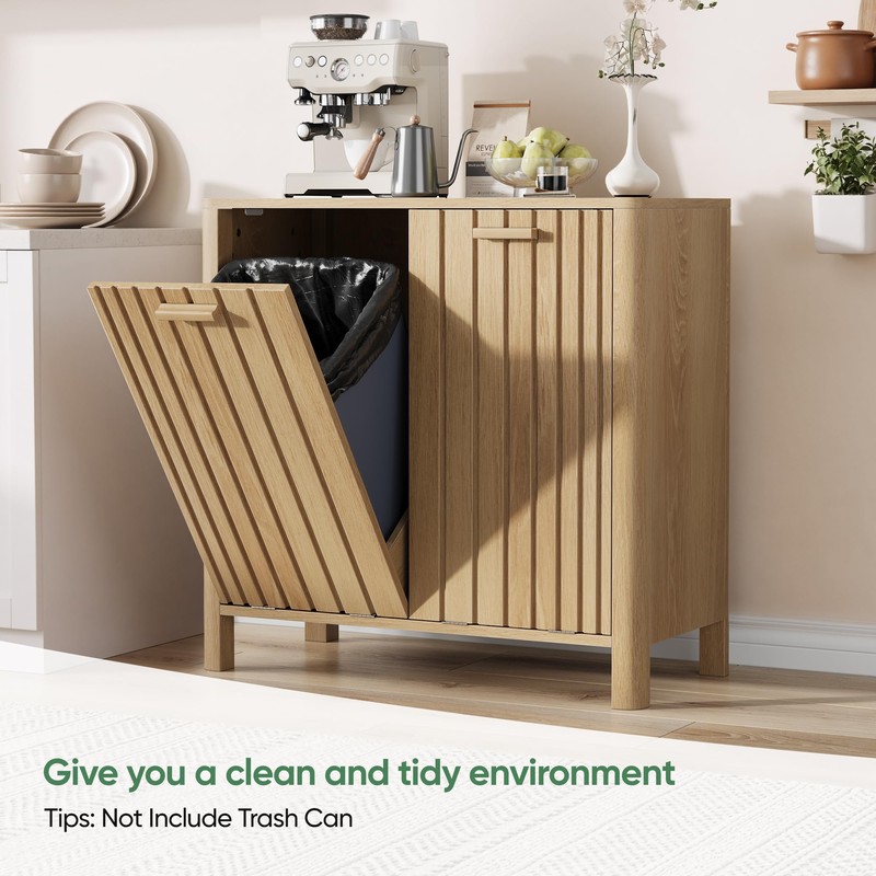 Double Tilt Out Laundry Hamper Cabinet, 11.8 Gallon Gradien Fluted