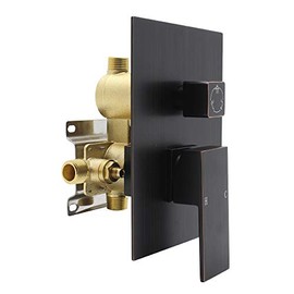 Drettyer 3 Way Outlet Function Shower Diverter Valve, Solid Brass Pressure Balancing Mixer Mixing Rough-In Valve Kit Replacement, Oil Rubbed Bronze