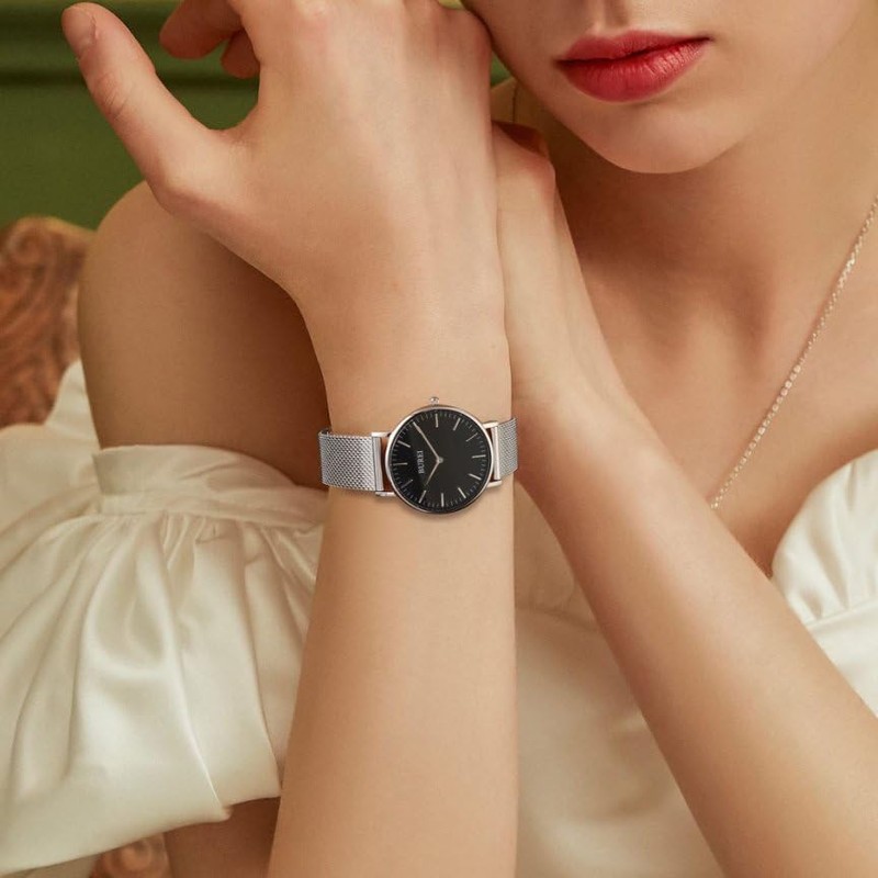 BUREI Women's Watch, Analog, Quartz, Waterproof, Mesh Band, Stylish, Brand,