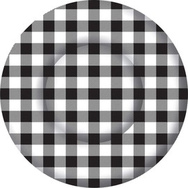 Boston International Heavy Duty Paper Plates Printed Disposable Dessert/Appetizer Plate Pack, 8" Diameter, Buffalo Check, 8-Count
