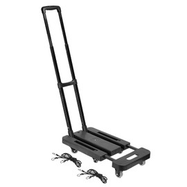 PATIKIL Folding Hand Truck, 440lb Heavy Luggage Cart Portable Duty Dolly for Moving PU Wheels & 2 Elastic Ropes Travel Shopping House Office Use, Blue