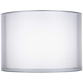 Silver and White Double Sheer Medium Drum Lamp Shade 16" Top x 16" Bottom x 11" High (Spider) Replacement with Harp and Finial - Springcrest