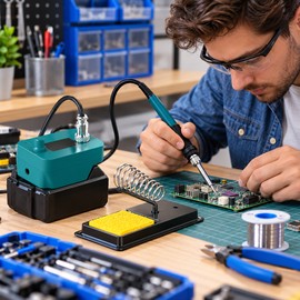 Cordless Soldering Iron Station for Electronics Repair – Digital Temperature Control for 18V Battery-Powered Projects