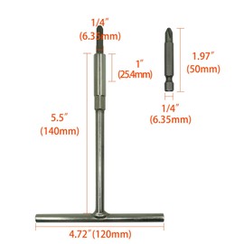 Yrsssa T-Handle Wrench & JIS Screwdriver Set - Includes 6 JIS Bits (#1,#2,#3) - Wrench with Magnetic Bit Holder - Perfect for Japanese Motorcycles, Cars，Bicycle & Equipment, Silver White, Gray