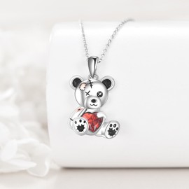 Grmdit Teddy Bear Necklace 925 Sterling Silver Broken Teddy Bear Pendant Necklace Teddy Jewelry Gifts for Women Teddy Bear Lover
