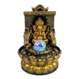 SURPRIZON Ganesha Statues Indoor Water Fountain, Elephant Buddah Statute Tabletop Fount...