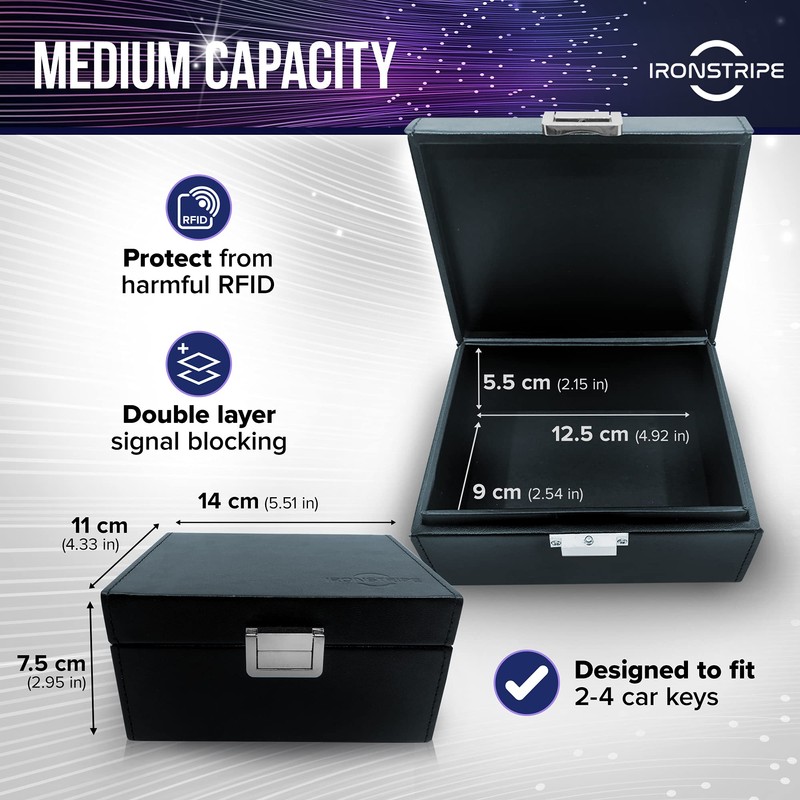 Ironstripe Faraday Box for Car Keys and Faraday Pouch for