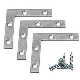 Extra Heavy Duty 12 Pack L Type Flat Zinc Plated Steel Corner Braces Angle Brackets 2.5" x 2.5" with 1/2" x 6 Screws