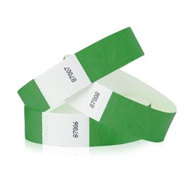 WristCo Kelly Green 3/4" Tyvek Wristbands - 100 Pack Paper Wristbands For Events