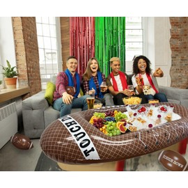 GIFTEXPRESS 1PC Inflatable Football Beverage Cooler for Football Party Decoration, Floating Ice Serving Bar for Sports Party, Pool Party, Picnic Supplies with Repair Kit(Football)