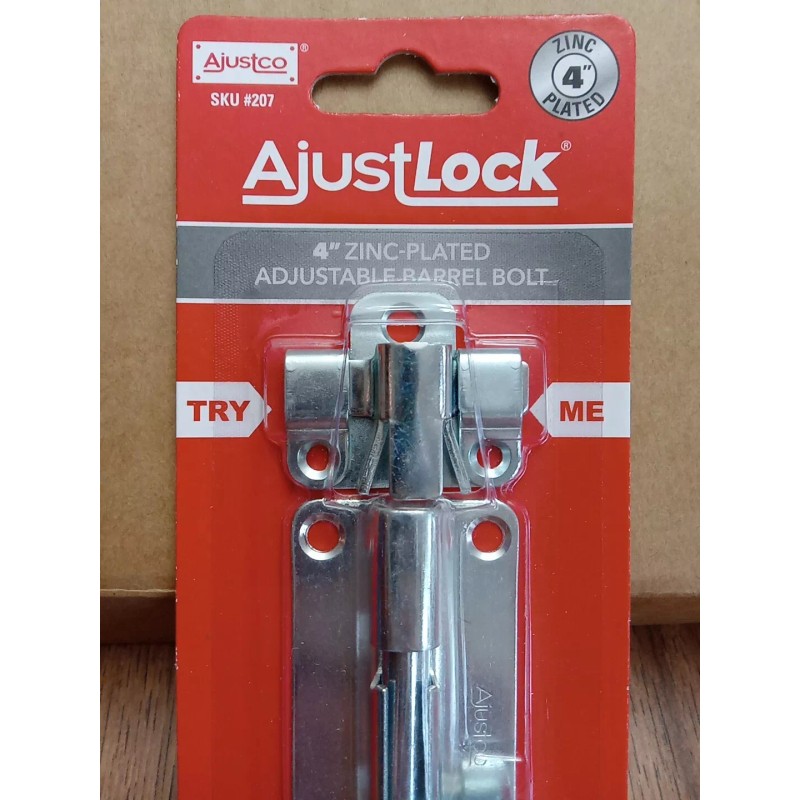 Ajustco AjustLock 4" Zinc Plated Adjustable Barrel Bolt Siding Lock