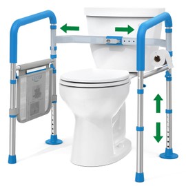 Loyoda Toilet Safety Rails for Seniors, Adjustable Height Toilet Handles for Elderly and Disabled, One-Button Width Adjustment, Foldable Handles, 350 LBS, Toilet Bars Fit Most Toilets