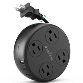 AnnTane Adaptador Japón con USB C，Japón Adaptador Universal de Viaje con 4 Enchufes y 3 USB, Regleta Multicontacto con Extensión Eléctrica Retráctil de 1M, Travel Essentials Adapter Tipo A, Negro