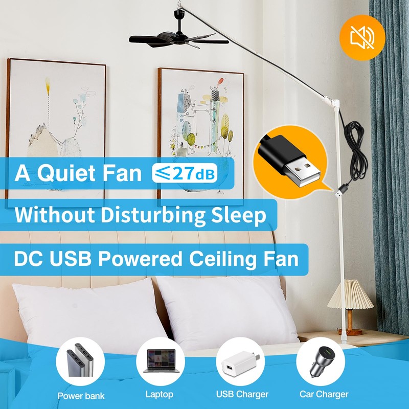 17.7" Inch Portable Ceiling Fan with Remote Control Timing 3