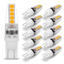 12 Volt Low Voltage Wedge Base Led Landscape Bulbs T5 T10 3W 300lm,T5 Malibu Path Garden Light Bulbs,921 922 912 194 168 T10 RV Camper Trailer Motorhome Marine Boat Dome Light,2700K Warm White,10 Pack