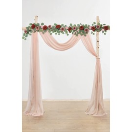 Forwedo 20Ft Wedding Arch Draping Fabric Panels, Blush Pink Chiffon Table Runner Decoration, Fabric Drapes Arbor Drapery Wedding Ceremony Reception Swag Decorations for Wedding Party Decoration