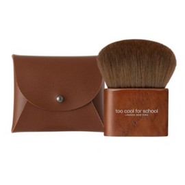 Too Cool for School Artist Vegan Pocket Powder Brush + Pouch Set, 3 Pieces, All Brown Color / 투쿨포스쿨 아티스트 비건 포켓 파우더 브러쉬 + 파우치 세트, 3개, ALL BROWN COLOR