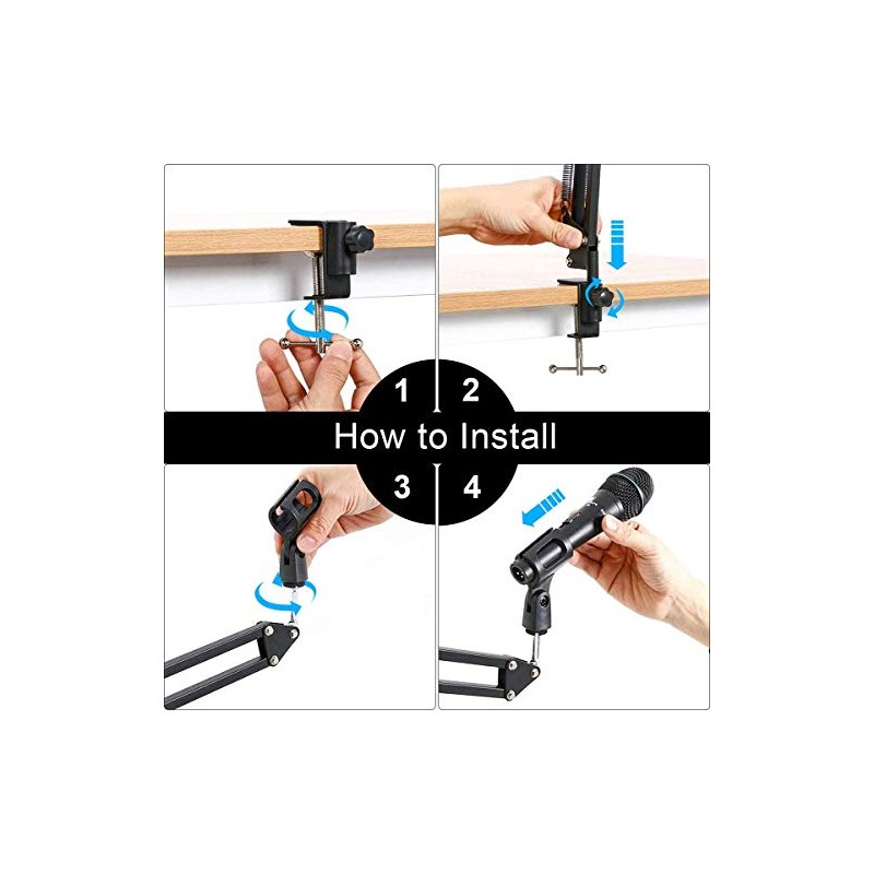 Soporte de Micrófono Adjustable con Brazo de Suspension Boom Tijera,BONKEEY