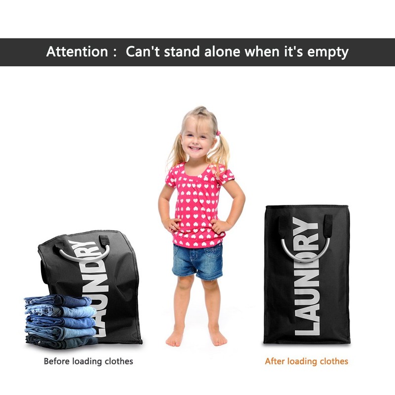 IHOMAGIC Portable Polyester Laundry Bag, Foldable Laundry Hamper with Aluminum