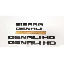 GM 4PCS Matte Black GMC SIERRA DENALI HD Duramax 2500HD 3500HD Letters Emblem Badge