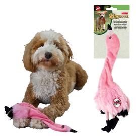SPOT Skinneeez Flamingo 13 Inch Stuffing-Free Plush Squeaky Dog Toy – Soft Interactive Chew Toy for Small and Medium Dogs – Mess-Free Play for Light & Moderate Chewers