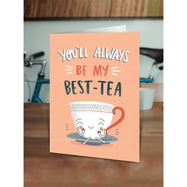 Brainbox Candy - Funny Birthday Cards Silly Humorous Happy Birthday - 'Bes-tea' - Perfect For Best Friends Mates Him Her Boyfriend Girlfriend Partner Bestie