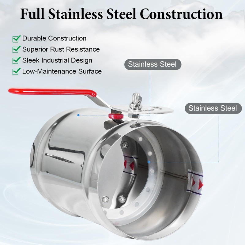 TA-VIGOR HVAC Duct 5 Inch Stainless Steel Backdraft Damper -