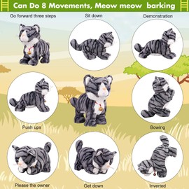 Marsjoy Interactive Plush Cat, Plush Toys, Grey Robot with Touch Control, Electronic Cat Pet, Robot Cat Toy, Animated Toy for Girls Kids, L: 30.5cm