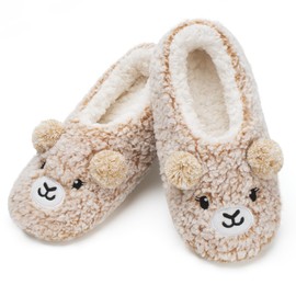 cosyone1997 Cute Slippers for Women Adults Boys Kids Girls Teens, Fuzzy Bedroom Shoes Indoor, Soft Cozy Fluffy House Socks, Unique Funny Christmas Gifts for Mom Grandma Animal Lovers, Bear Size 7-8